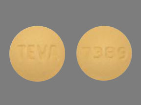 Pill TEVA 7389 is Risedronate Sodium 35 mg