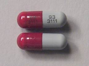Pill 93 3111 Gray & Red Oval is Ampicillin