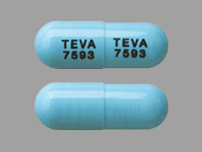 Pill TEVA 7593 TEVA 7593 Blue Capsule/Oblong is Atomoxetine Hydrochloride
