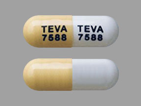 Pill TEVA 7588 TEVA 7588 Yellow & White Capsule/Oblong is Atomoxetine Hydrochloride