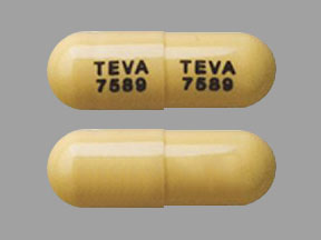 Pill TEVA 7589 TEVA 7589 Yellow Capsule/Oblong is Atomoxetine Hydrochloride