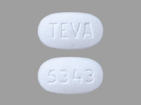 Pill TEVA 5343 White Elliptical/Oval is Sildenafil Citrate