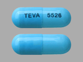 Pill TEVA 5526 Blue Capsule/Oblong is Atazanavir Sulfate