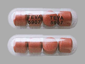 Pill TEVA 5907 TEVA 5907 Clear Capsule/Oblong is Mesalamine Delayed-Release