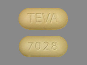 Pill TEVA 7028 Yellow Capsule/Oblong is Amlodipine Besylate and Olmesartan Medoxomil