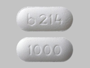 Pill b 214 1000 White Capsule/Oblong is Niacin Extended-Release