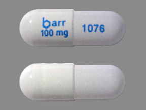 Pill barr 100 mg 1076 White Capsule/Oblong is Temozolomide