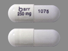 Pill barr 250 mg 1075 White Capsule/Oblong is Temozolomide