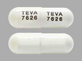 Pill TEVA 7626 TEVA 7626 White Capsule/Oblong is Pregabalin