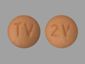 Pill TV 2V Tan Round is Vardenafil Hydrochloride