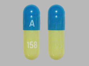 Pill A 158 Blue Capsule/Oblong is Duloxetine Hydrochloride Delayed-Release