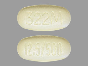 Pill 12.5/500 322M Yellow Rectangle is Kazano