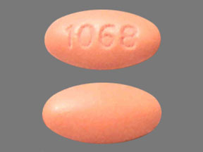 Pill 1068 Red Elliptical/Oval is Valsartan