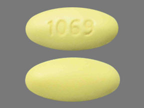 Pill 1069 Yellow Elliptical/Oval is Valsartan