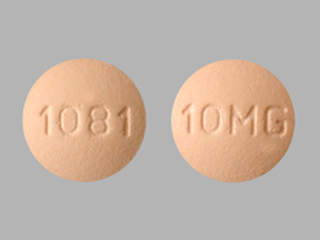 Pill 1081 10MG Brown Round is Montelukast Sodium