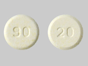 Pill 90 20 Yellow Round is Olanzapine (Orally Disintegrating)