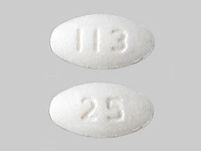 Pill 25 113 White Elliptical/Oval is Losartan Potassium