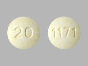 Pill 20 1171 Yellow Round is Olanzapine
