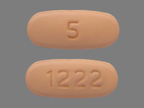 Pill 1222 5 Brown Oval is Memantine Hydrochloride