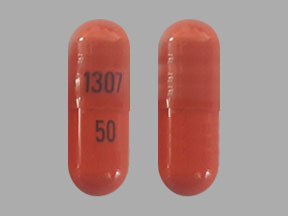 Pill 1307 50 Red Capsule-shape is Celecoxib