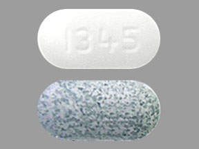 Pill 1345 Gray & White Capsule-shape is Amlodipine Besylate and Telmisartan