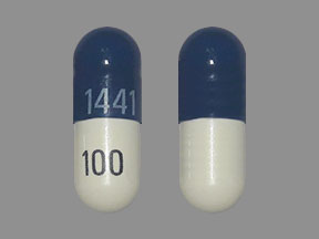 Pill 1441 100 Blue & White Capsule/Oblong is Celecoxib