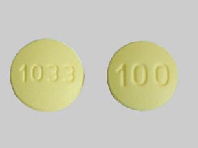 Pill 1033 100 Yellow Round is Topiramate