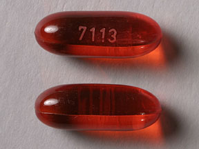 Pill 7113 Red Capsule/Oblong is Docusate Sodium