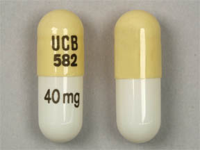 Pill UCB 582 40 mg White & Yellow Capsule-shape is Metadate CD