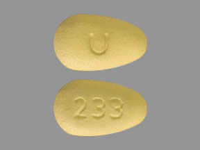 Pill U 233 Yellow Egg-shape is Valsartan