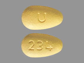Pill U 234 Yellow Egg-shape is Valsartan