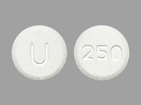 Pill U 250 White Round is Donepezil Hydrochloride (Orally Disintegrating)