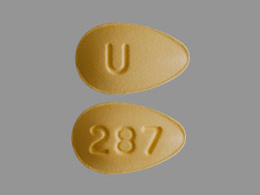 Pill U 287 Yellow Egg-shape is Tadalafil