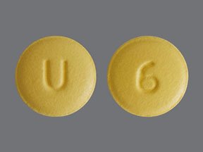 Pill U 6 Yellow Round is Cyclobenzaprine Hydrochloride