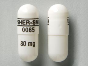 Pill UPSHER-SMITH 0085 80mg White Capsule/Oblong is Propranolol Hydrochloride Extended Release