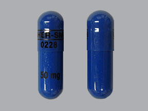 Pill UPSHER-SMITH 0228 50 mg Blue Capsule/Oblong is Morphine Sulfate Extended-Release