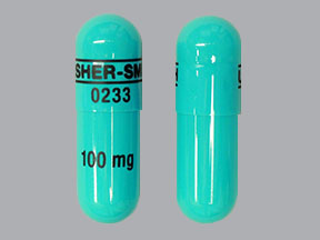Pill UPSHER-SMITH 0233 100 mg Green Capsule-shape is Morphine Sulfate Extended-Release