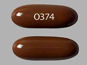 Pill 0374 Brown Capsule/Oblong is Nexa Plus with DHA