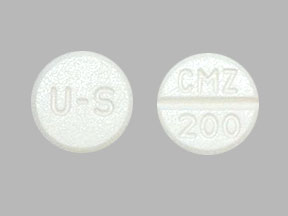 Pill U-S CMZ 200 White Round is Carbamazepine