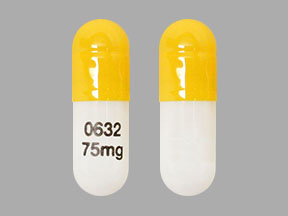 Pill 0632 75mg White & Yellow Capsule/Oblong is Clomipramine Hydrochloride