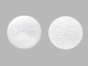 Pill U-S 25 White Round is Topiramate