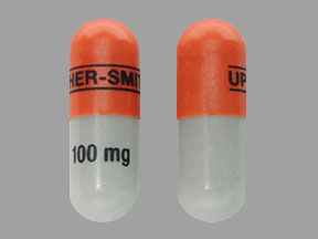 Pill UPSHER-SMITH 100 mg Brown Capsule/Oblong is Qudexy XR