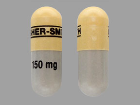 Pill UPSHER-SMITH 150 mg Yellow & Gray Capsule-shape is Qudexy XR