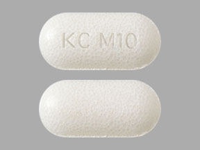 Pill KC M10 White Elliptical/Oval is Klor-Con M10
