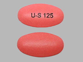 Pill U-S 125 Pink Oval is Divalproex Sodium Delayed-Release