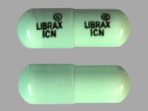 Pill LIBRAX ICN LIBRAX ICN Green Capsule-shape is Chlordiazepoxide Hydrochloride and Clidinium Bromide