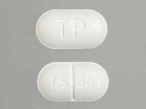 Pill TP 7.5 300 White Capsule/Oblong is Acetaminophen and Hydrocodone Bitartrate