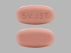 Pill SV J3T is Juluca dolutegravir 50 mg / rilpivirine 25 mg