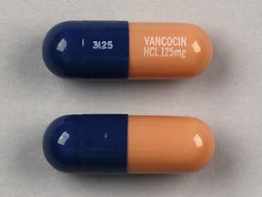 Pill 3125 VANCOCIN HCL 125mg Blue Capsule-shape is Vancocin