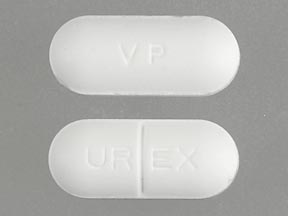 Pill UR EX VP White Capsule/Oblong is Methenamine Hippurate